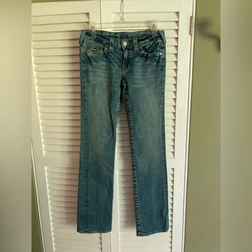 True Religion Women's Straight Leg Blue Jeans